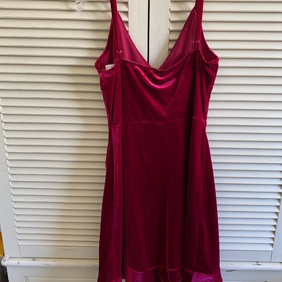 Red Velvet Ruffle Mini Dress - Picture 3 of 6
